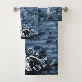 Blue Eiffel Towel Grunge Handtuch Set