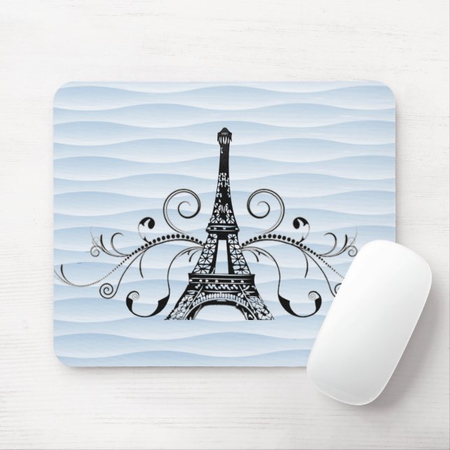 Blue Eiffel Tower Blüh Mouse Pad Mousepad (Mit Mouse)