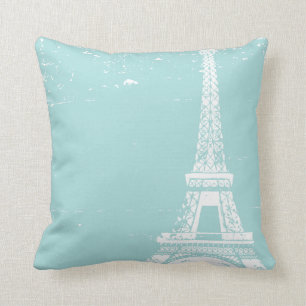 Blue Eiffel Tower Custom Cotton Pillows Kissen