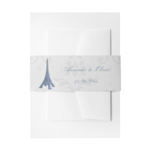 Blue Eiffel Tower Damask Wedite Bly Band