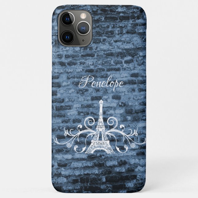 Blue Eiffel Tower Grunge Case-Mate iPhone Case (Rückseite)