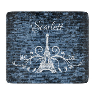 Blue Eiffel Tower Grunge Cutting Board Schneidebrett