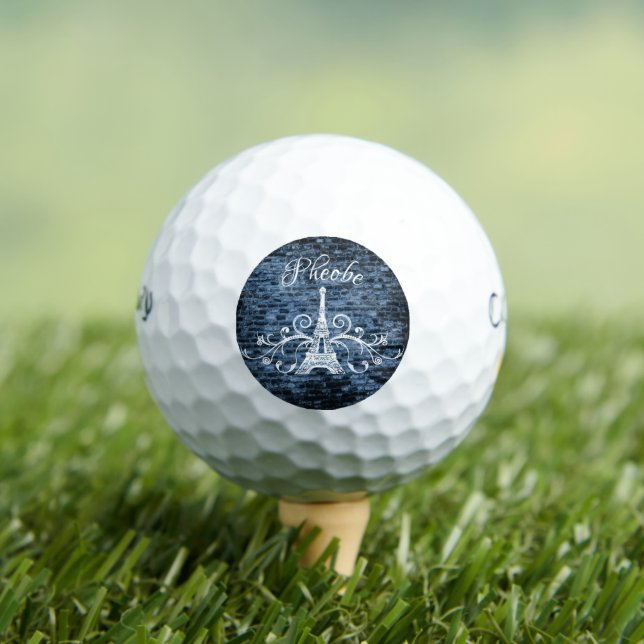 Blue Eiffel Tower Grunge Golf Balls Golfball (Insitu T-Shirt)