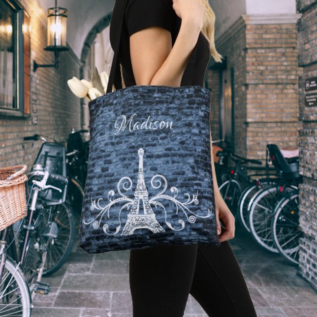 Blue Eiffel Tower Grunge Totbeutel Tasche (Blue Eiffel Tower Grunge Tote Bag)