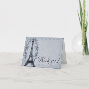 Blue Eiffel Tower Mariage Merci Cartes