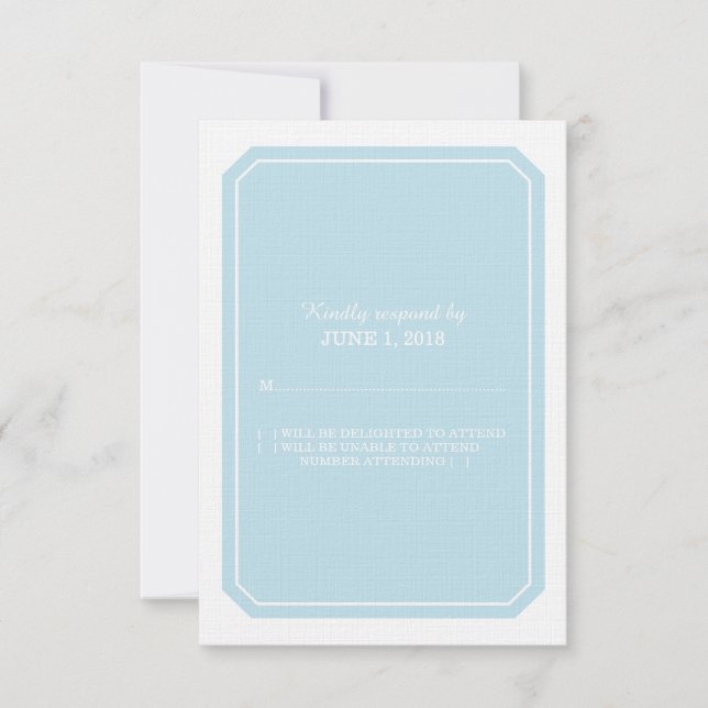 Blue Einfach elegante Antwortkarte RSVP Karte (Vorderseite)