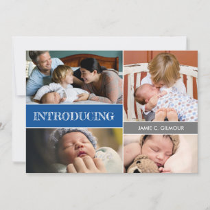 Blue Einführung 2. Baby Baby Custom Foto Collage Ankündigung