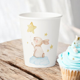 Blue Einige Bunny Yellow Star Balloon Baby Dusche Pappbecher