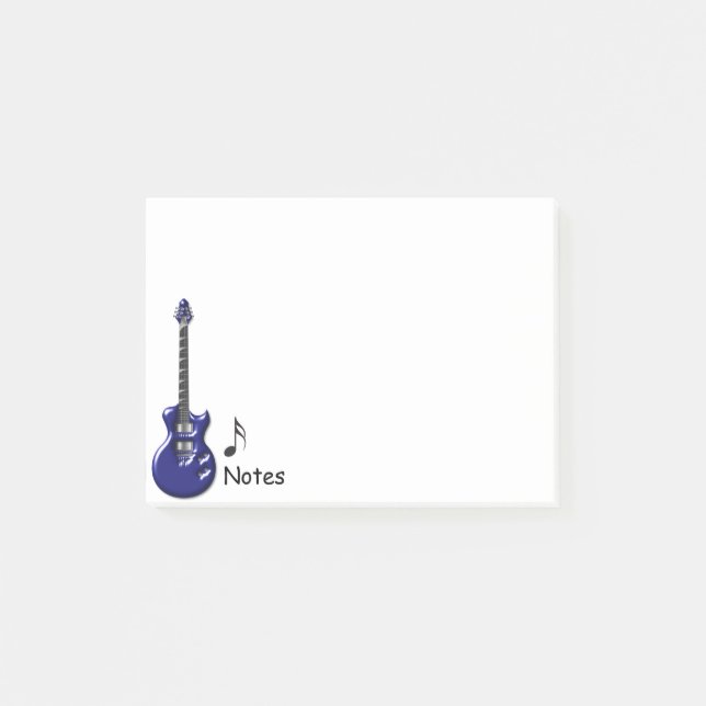 Blue Electric Guitar Post-it Klebezettel (Vorderseite)