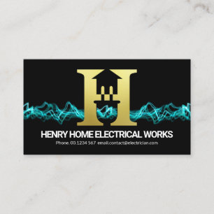 Blue Electric Lightning Letter H Zuhause Power Plu Visitenkarte