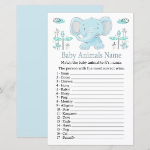 Blue Elefant Baby Animals Name Game
