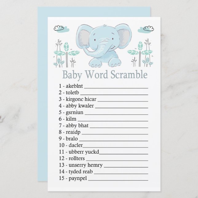 Blue Elefant Baby Wortspiel (Vorne/Hinten)
