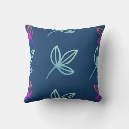 Blue Elegan Green&Pink Blätter Kissen