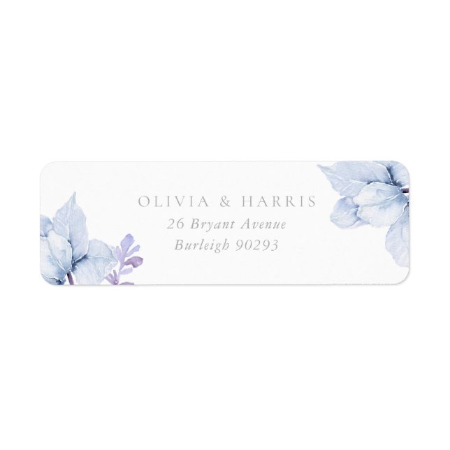 Blue Elegance Floral Wedding Rücksendeadresse (Vorne)