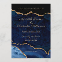 Blue Elegance Gold Glitzer Agate Wedding