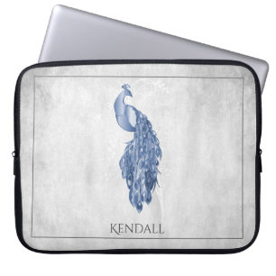 Blue Elegance Peacock Personalisierter Laptop-Sieb Laptopschutzhülle