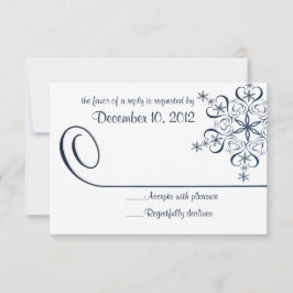 Blue Elegance Response Card Snowflake RSVP Karte