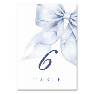 Blue Elegant Bow Brautparty Tischnummer