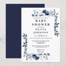 Blue Elegant Country Floral Baby Dusche