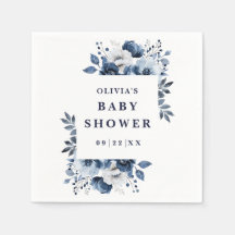 Blue Elegant Country Floral Baby Dusche