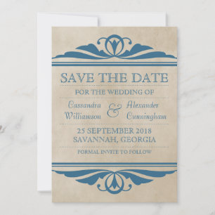 Blue Elegant Deko Save the Date einladen