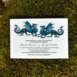 Blue Elegant Dragon Wedding Invite Einladung