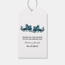 Blue Elegant Dragons Wedding Gift Tags