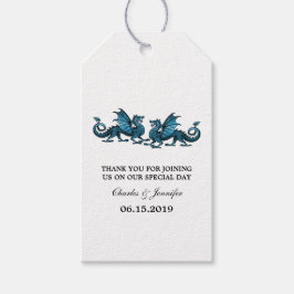 Blue Elegant Dragons Wedding Gift Tags Geschenkanhänger