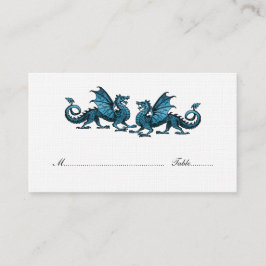 Blue Elegant Dragons Wedding Platzkarte