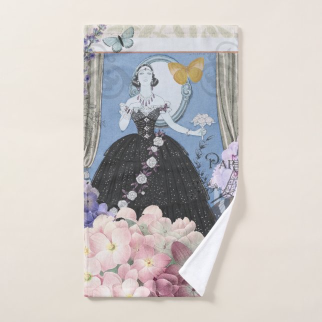 Blue Elegant Femme Floral Fancy Gown (Serviette à main)