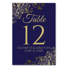 Blue Elegant Filigree Wedding Tischnummer