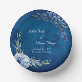 Blue Elegant floral summer wedding Pappteller