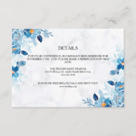 Blue Elegant flower summer wedding Begleitkarte