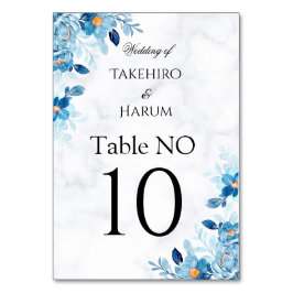 Blue Elegant flower summer wedding Tischnummer