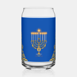 Blue Elegant Hanukkah Golden Menorah  Dosenglas