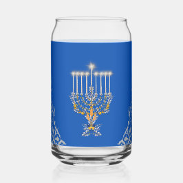 Blue Elegant Hanukkah Silver Menorah  Dosenglas