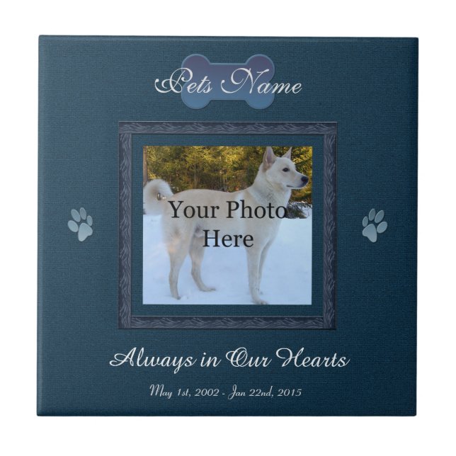 Blue Elegant Hund oder Cat Memorial Fliese (Vorderseite)