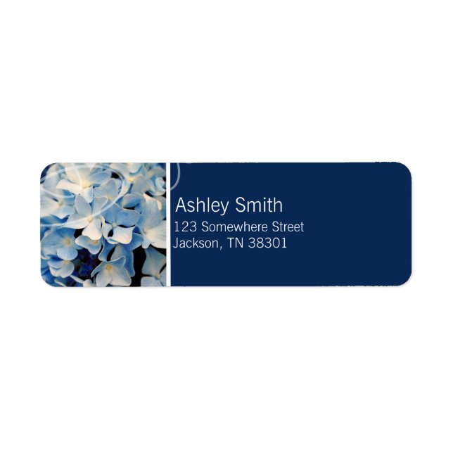 Blue Elegant Hydrangea Wedding Labels (Vorne)