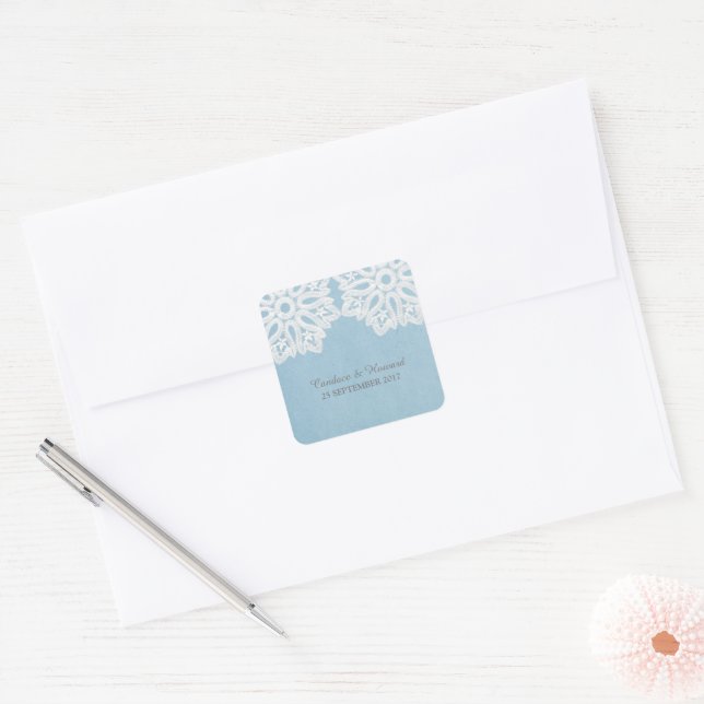 Blue Elegant Lace Wedding Stickers (Umschlag)
