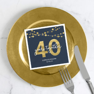 Blue Elegant Lights 40. Hochzeitliches Jubiläum Pa Serviette