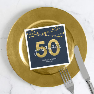 Blue Elegant Lights 50. Hochzeitliches Jubiläum Pa Serviette