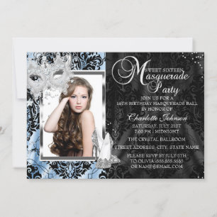Blue Elegant Maske & Heelse Masquerade Foto Sweet1 Einladung