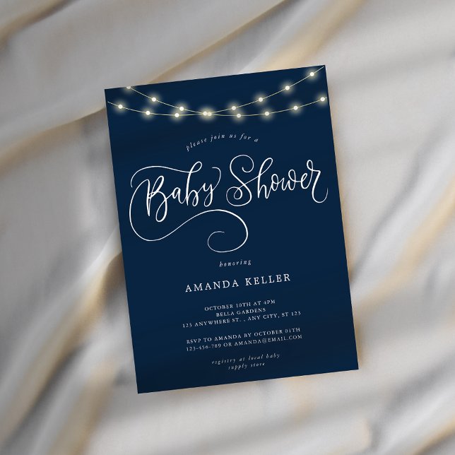 Blue Elegant Minimalistisch Baby Shower Einladung (Von Creator hochgeladen)