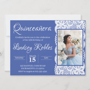 Blue Elegant Quinceanera Foto Einladung