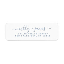 Blue Elegant Script Wedding Return Address Label