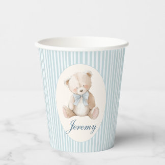 Blue Elegant Teddy Bear Baby's Birthday Paper Cups Pappbecher