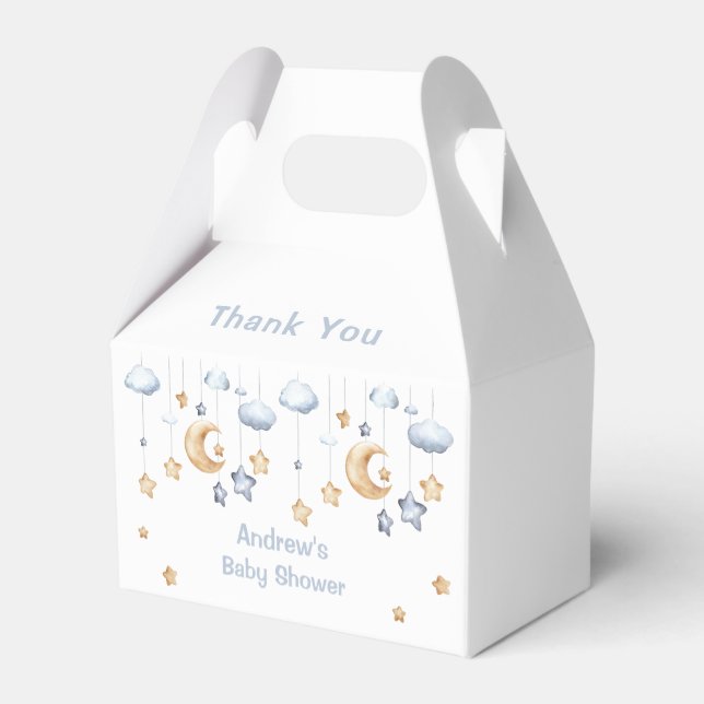 Blue Elegant Twinkle Twinkle Baby Dusche Geschenkschachtel (Rückseite)