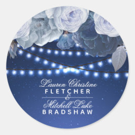 Blue Elegant Wedding Runder Aufkleber
