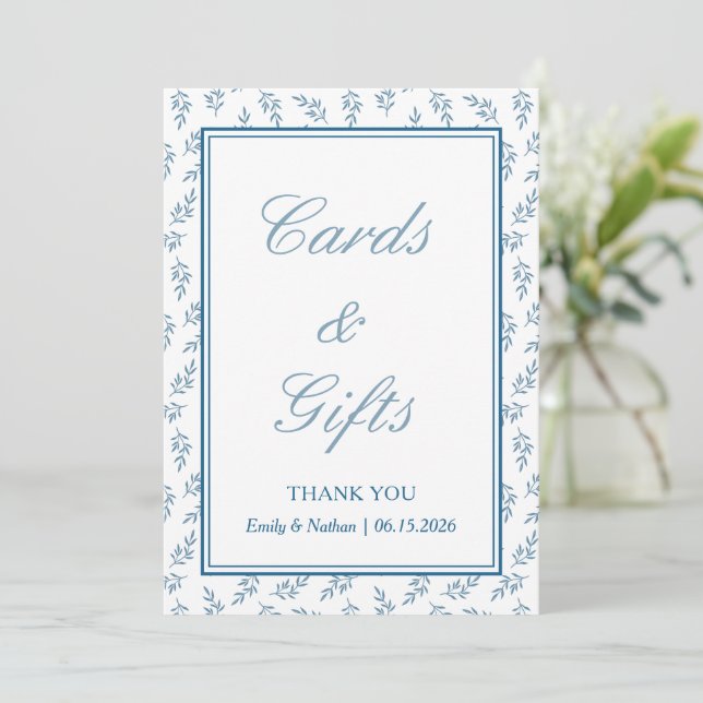 Blue Elegante Classic Wedding Cards & Gifts Zeiche (Stehend Vorderseite)