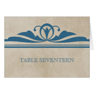 Blue Elegante Deko Tischnummer Card